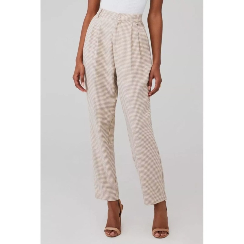 Minkpink Florentine Houndstooth High Rise Trouser Pant Preppy Career Size XS